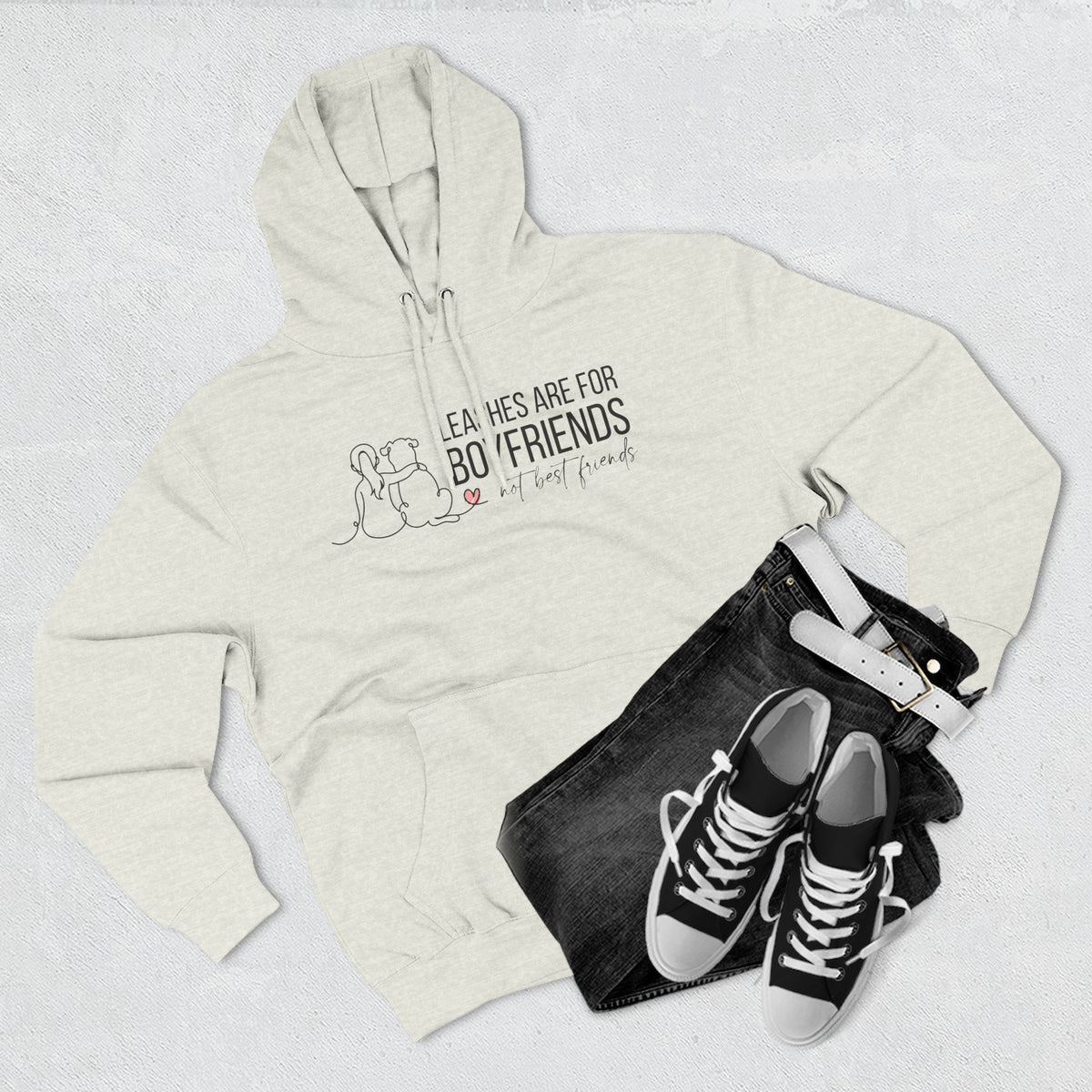 Hoodie — "Leashes Are for Boyfriends (Not Best Friends)" Cute Pet Lover Fleece Hoodie